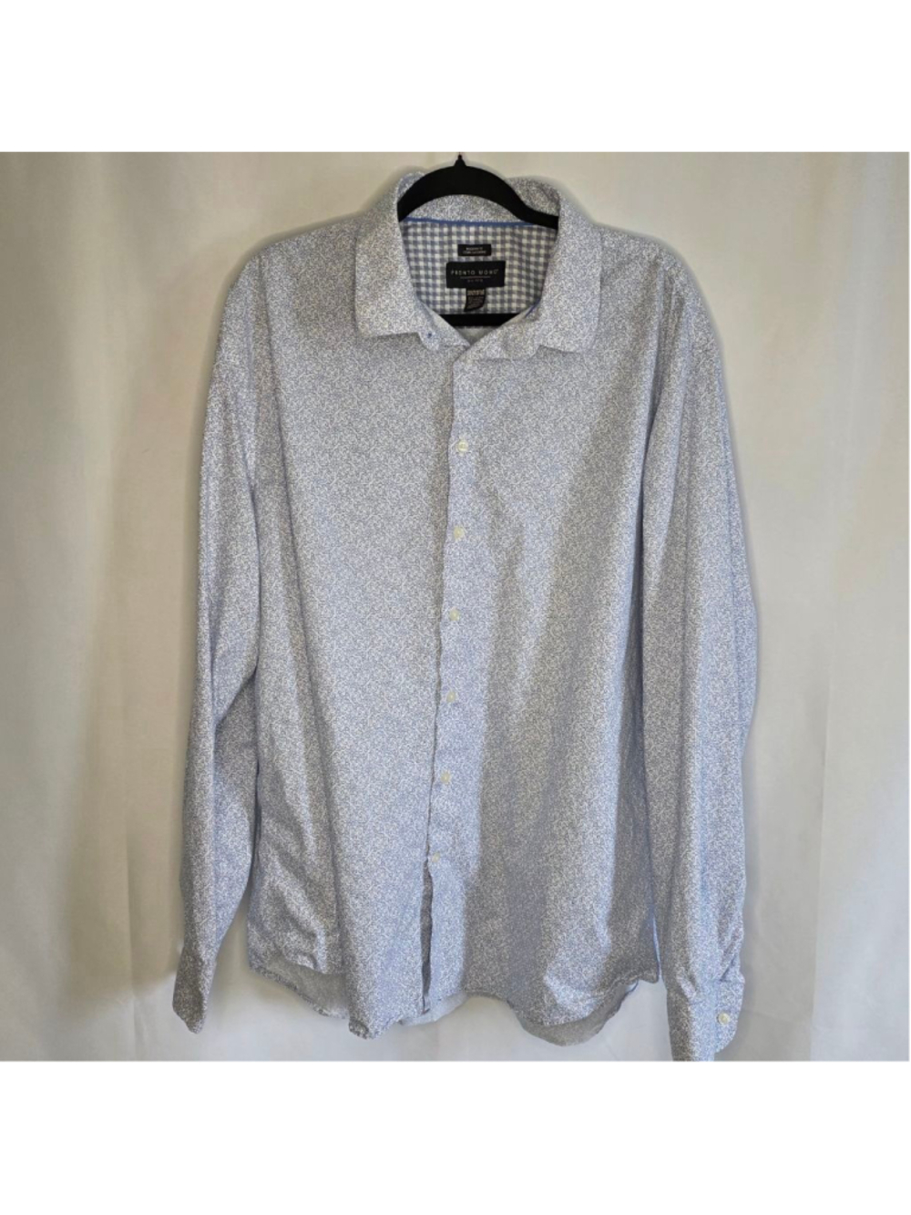 Men's Pronto Uomo 3XLT Blue and White Floral Casual Button Down Shirt